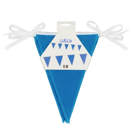 Blue polyester flag garland (26 x 18 cm) (6 m)