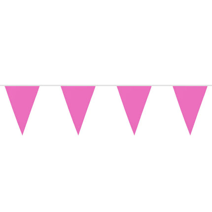 Pink polyester flag garland (26 x 18 cm) (6 m)