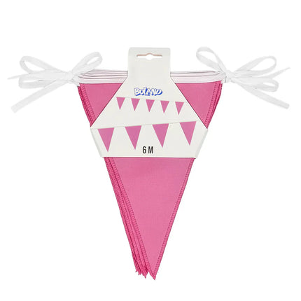 Pink polyester flag garland (26 x 18 cm) (6 m)