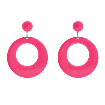 Pair of Retro Neon Pink Earrings