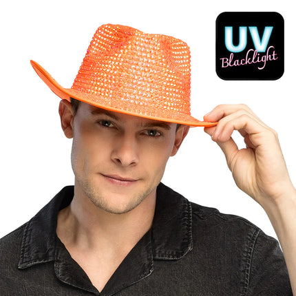 Aurora Neon Orange UV Cowboy Hat
