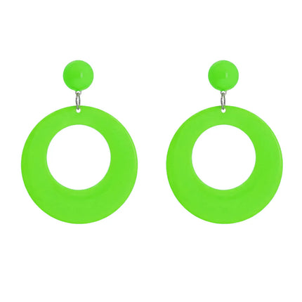 Pair of Retro Neon Green UV Earrings