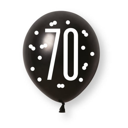 6ct Glitz Black Number 70 Assorted Platinum & Pearl Premium 30cm Latex Balloons van Unique koop je bij Partywinkel