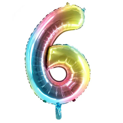 6 Years Old Number Balloon Rainbow Empty 1m