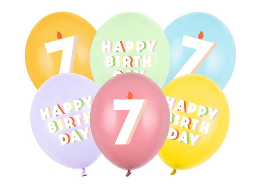 7 Jaar Ballonnen 30cm 6st van Partydeco koop je bij Partywinkel