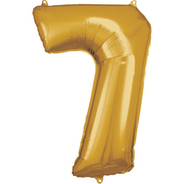 7 Jaar Cijfer Ballon Goud Glanzend Leeg 84cm van Riethmueller koop je bij Partywinkel