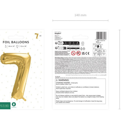 7 Jaar Cijfer Ballon Goud Leeg 72cm van Partydeco koop je bij Partywinkel