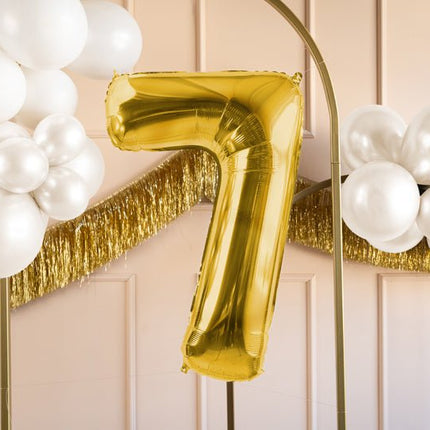 7 Jaar Cijfer Ballon Goud Leeg 72cm van Partydeco koop je bij Partywinkel