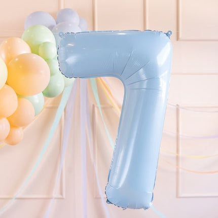 7 Jaar Cijfer Ballon Lichtblauw Leeg 72cm van Partydeco koop je bij Partywinkel