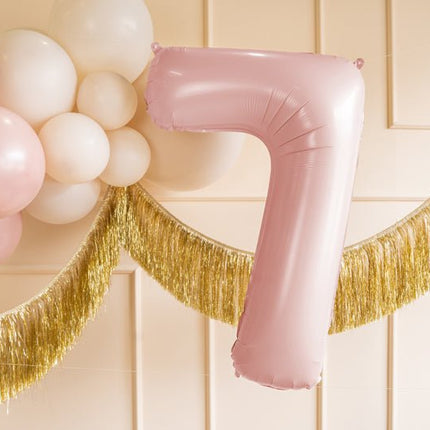 7 Jaar Cijfer Ballon Lichtroze Leeg 72cm van Partydeco koop je bij Partywinkel