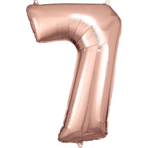 7 Jaar Cijfer Ballon Rose Goud Glanzend Leeg 84cm van Riethmueller koop je bij Partywinkel