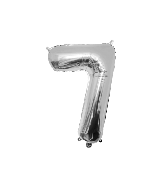 7 Jaar Cijfer Ballon Zilver Leeg 86cm van Paper Dreams koop je bij Partywinkel