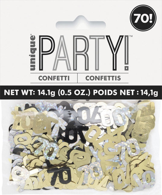 70 Jaar Confetti Zak 14gr van Unique koop je bij Partywinkel