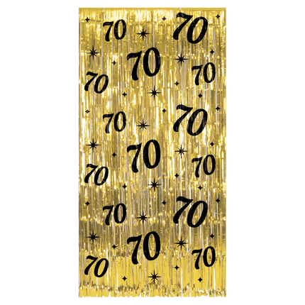 70 Jaar Deurgordijn Goud Zwart van Paper Dreams koop je bij Partywinkel