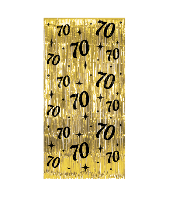 70 Jaar Deurgordijn Goud Zwart van Paper Dreams koop je bij Partywinkel