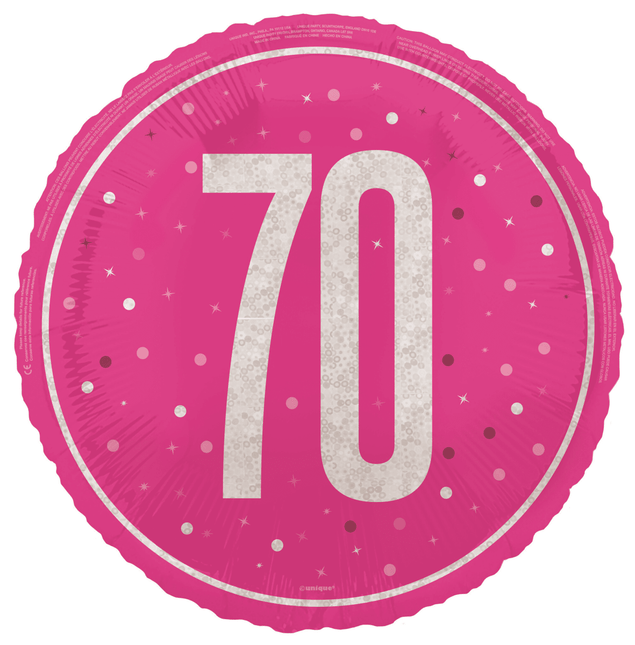 70 Jaar Helium Ballon Roze Leeg 45cm van Unique koop je bij Partywinkel