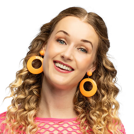 Pair of Retro Neon Orange Earrings