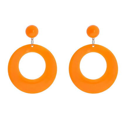 Pair of Retro Neon Orange Earrings
