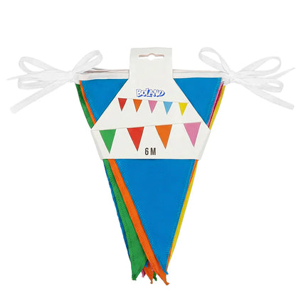 Multicolored polyester flag garland (26 x 18 cm) (6 m)