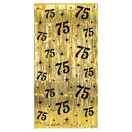 75 Jaar Deurgordijn Goud Zwart van Paper Dreams koop je bij Partywinkel