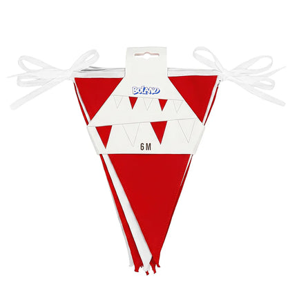 Red/White Polyester Flag String (26 x 18 cm) (6 m)