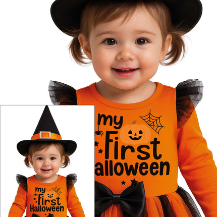 Halloween Costume: Black and Orange Baby Witch