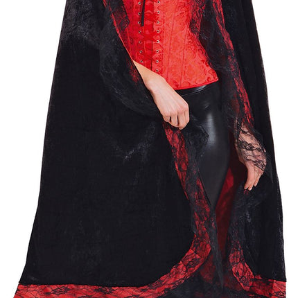 Halloween Cape, Black and Red Lace