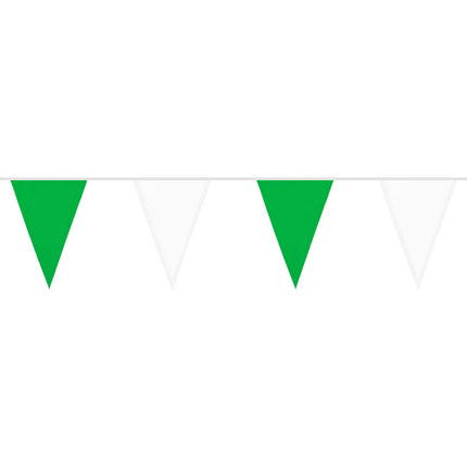 Green/White Polyester Flag String (26 x 18 cm) (6 m)