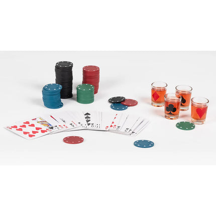 Drinking Poker Set (120 poker chips, 1 deck of playing cards, 4 shot glasses)