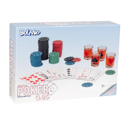 Drinking Poker Set (120 poker chips, 1 deck of playing cards, 4 shot glasses)