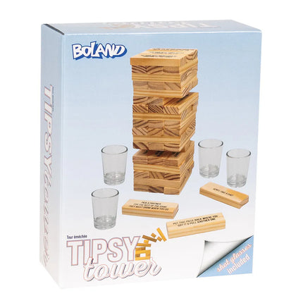 "Drinking Tower" Party Game Set (4 shot glasses, 54 wooden blocks)