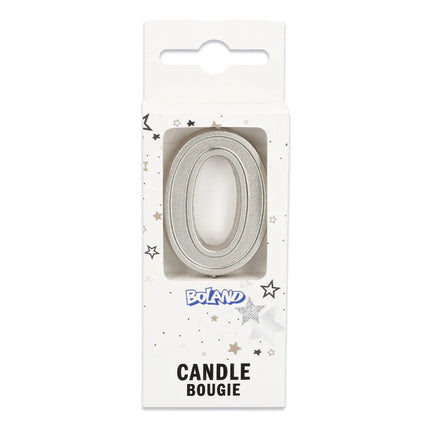Elegant '0' Silver Candle on a Stick (3 x 4.2 x 0.7 cm)