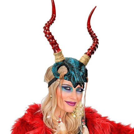 SHAMAN MASK: BULL SKULL WITH HORNS AND FEATHERS