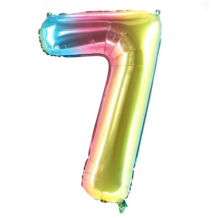 7-Year-Old Number Balloon, Rainbow, Empty, 1 m