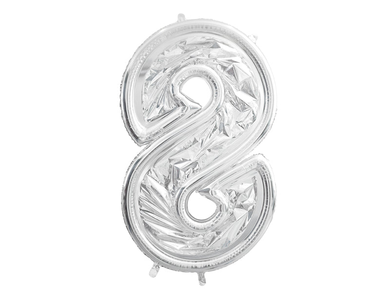 8 Jaar Ballon Frame Zilver 1,26m van Partydeco koop je bij Partywinkel