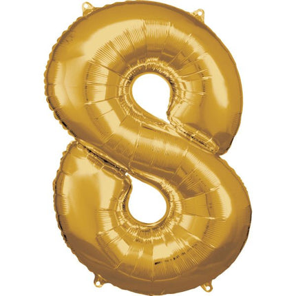 8 Jaar Cijfer Ballon Goud Glanzend Leeg 86cm van Riethmueller koop je bij Partywinkel