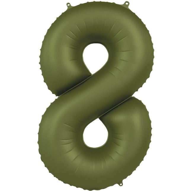 8 Jaar Cijfer Ballon Groen Mat 86cm van Folat koop je bij Partywinkel