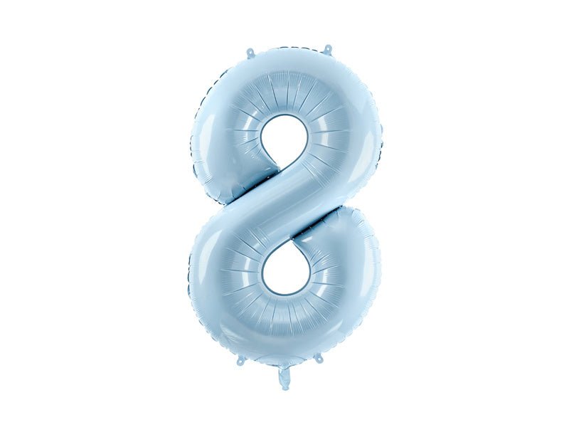 8 Jaar Cijfer Ballon Lichtblauw Leeg 72cm van Partydeco koop je bij Partywinkel
