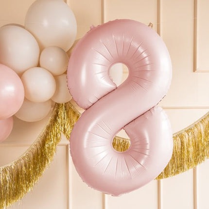 8 Jaar Cijfer Ballon Lichtroze Leeg 72cm van Partydeco koop je bij Partywinkel