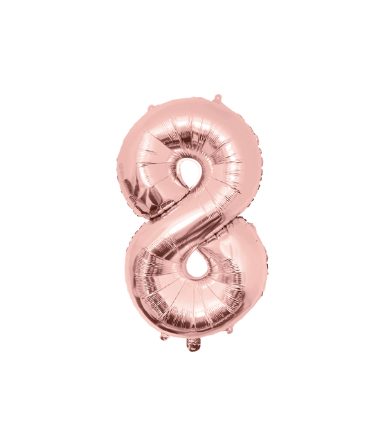 8 Jaar Cijfer Ballon Rose Goud Leeg 86cm van Paper Dreams koop je bij Partywinkel