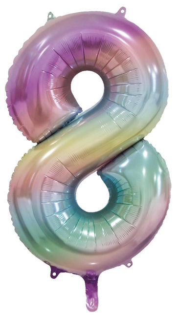 8 Jaar Helium Ballon Regenboog Pastel Leeg 86cm van WeFiesta koop je bij Partywinkel