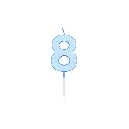 8 Jaar Kaars Blauw Pastel 4,5cm van WeFiesta koop je bij Partywinkel