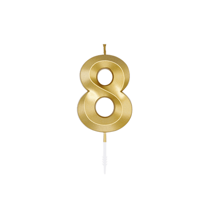 8 Jaar Kaars Goud Metallic 6cm van WeFiesta koop je bij Partywinkel