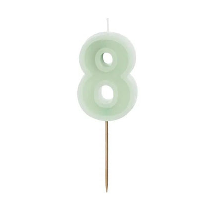 8 Jaar Kaars Mintgroen 10cm van Partydeco koop je bij Partywinkel