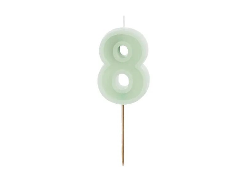 8 Jaar Kaars Mintgroen 10cm van Partydeco koop je bij Partywinkel