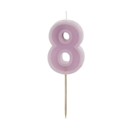 8 Jaar Kaars Paars 10cm van Partydeco koop je bij Partywinkel