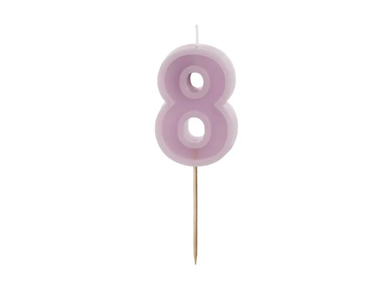 8 Jaar Kaars Paars 10cm van Partydeco koop je bij Partywinkel