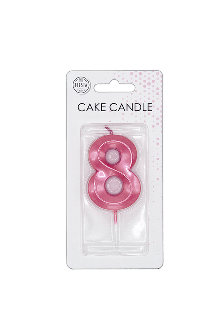 8 Jaar Kaars Roze Metallic 6cm van WeFiesta koop je bij Partywinkel