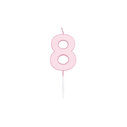 8 Jaar Kaars Roze Pastel 4,5cm van WeFiesta koop je bij Partywinkel
