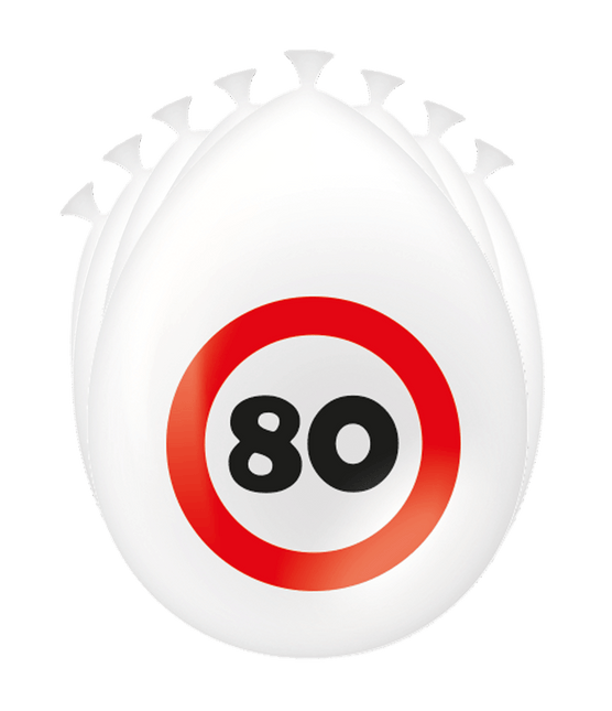 80 Jaar Ballonnen Verkeersbord 30cm van Paper Dreams koop je bij Partywinkel